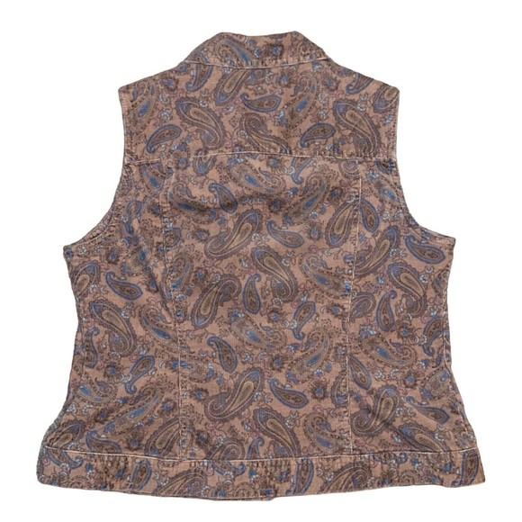 Crazy Horse a Liz Claiborne Company Stretch Corduroy‎ Paisley Vest Sz M Brown - Picture 4 of 9
